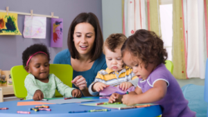 Children at daycare with teacher