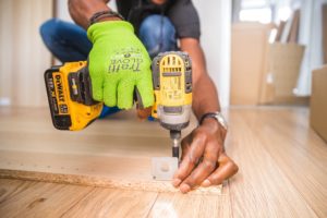 cordless drill being used in house project